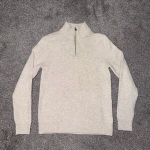 Amazon Essentials Men's Cream Colored Long Sleeve Quarter-Zip Sweater - XS